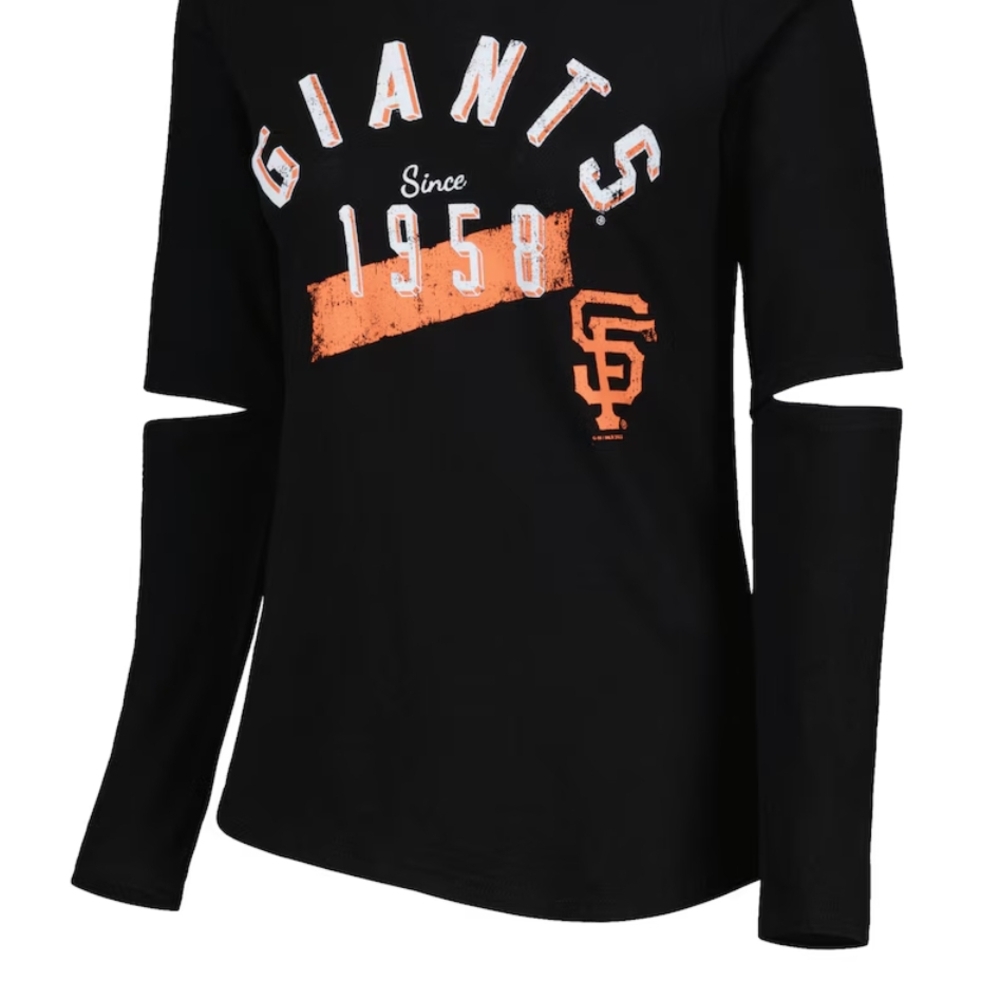 Touch by Alyssa Milano Black and Orange Long Sleeve SF Giants Tee